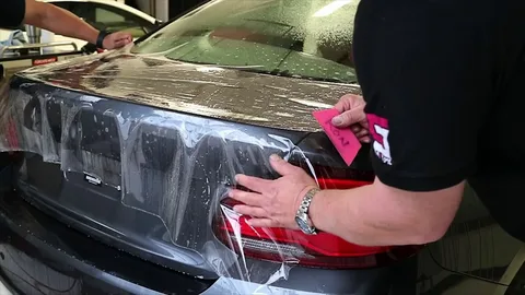 Clear paint protection film applied on car bonnet in UAE